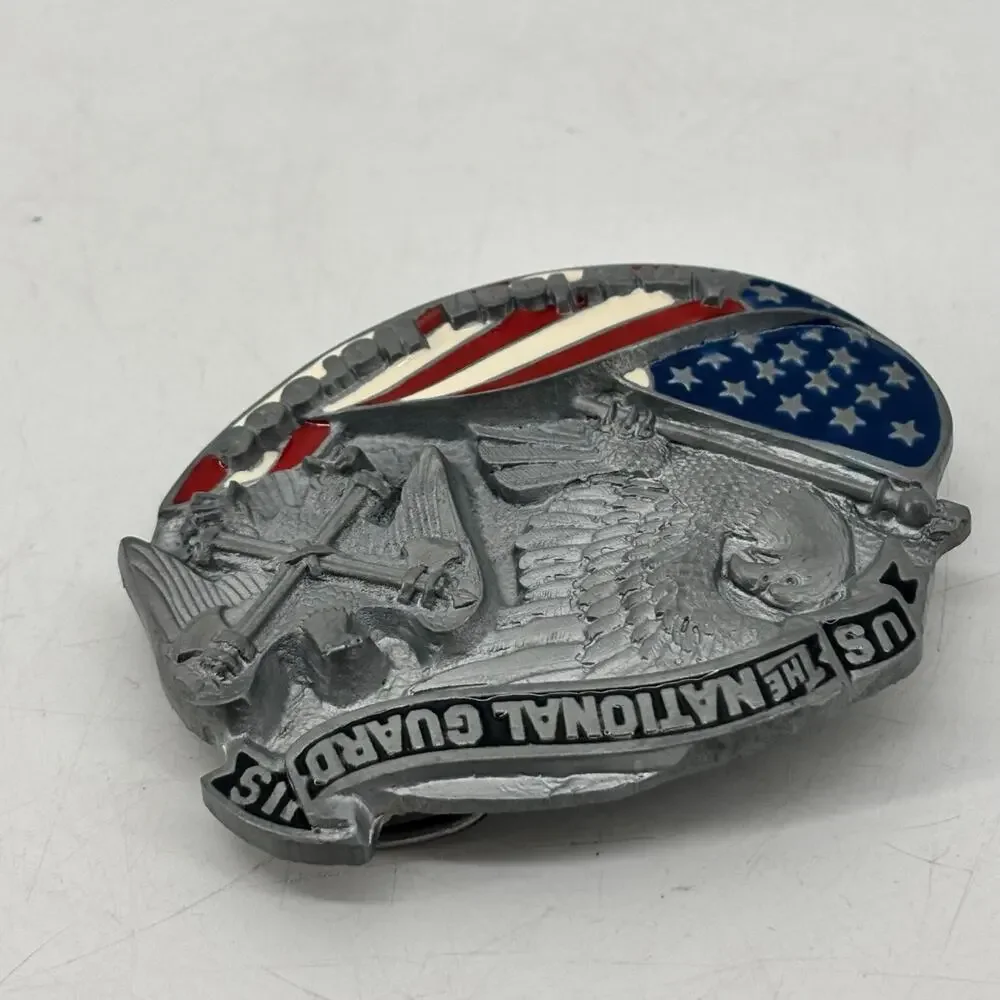 US National Guard Belt Buckle Great American Hero USA Pewter